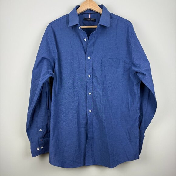 Tommy Hilfiger Other - Tommy Hilfiger Men's Regular Fit THFlex Dress Shirt, Royal Blue, Size XL